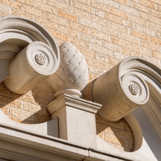 Architectural detail of Sadler Hall at TCU